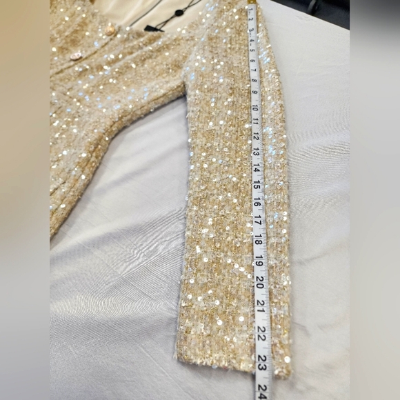 Gianni Bini Women's Cream Tweed Lissy Sequin Long Sleeve Mini Cocktail Dress, 2 - Picture 11 of 16